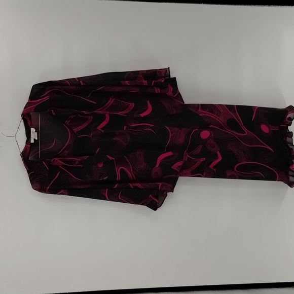 D.J. Summers 2 pc dress black with pink print size 14 vintage lined, see descrip - Picture 1 of 8